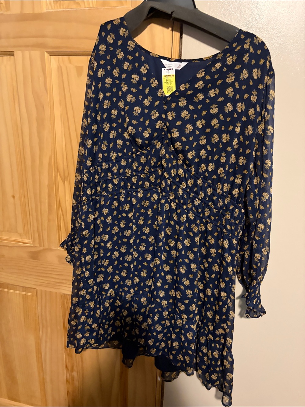 LC Lauren Conrad Navy Midi Dress with Gold Floral Print